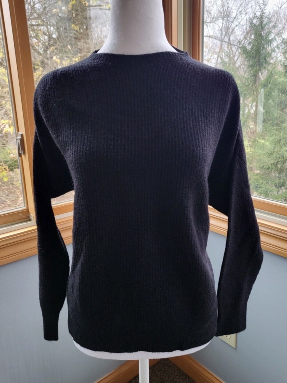 Made in Italy Women Boatneck Sweater Sz S Black Pullover Designed by Erika❤Z NEW
